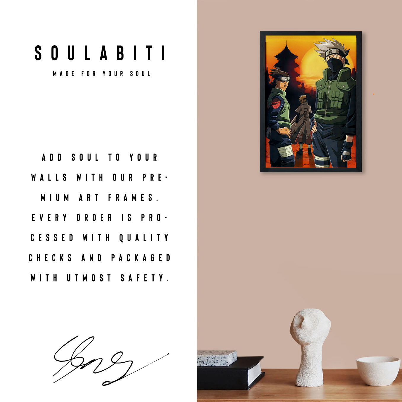 Naruto 4 Hokage, Kakashi, Iruka Poster framed 13x19-Inch - SoulAbiti