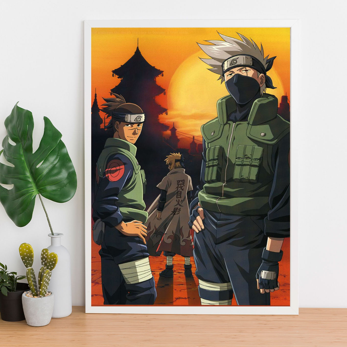 Naruto 4 Hokage, Kakashi, Iruka Poster framed 13x19-Inch - SoulAbiti