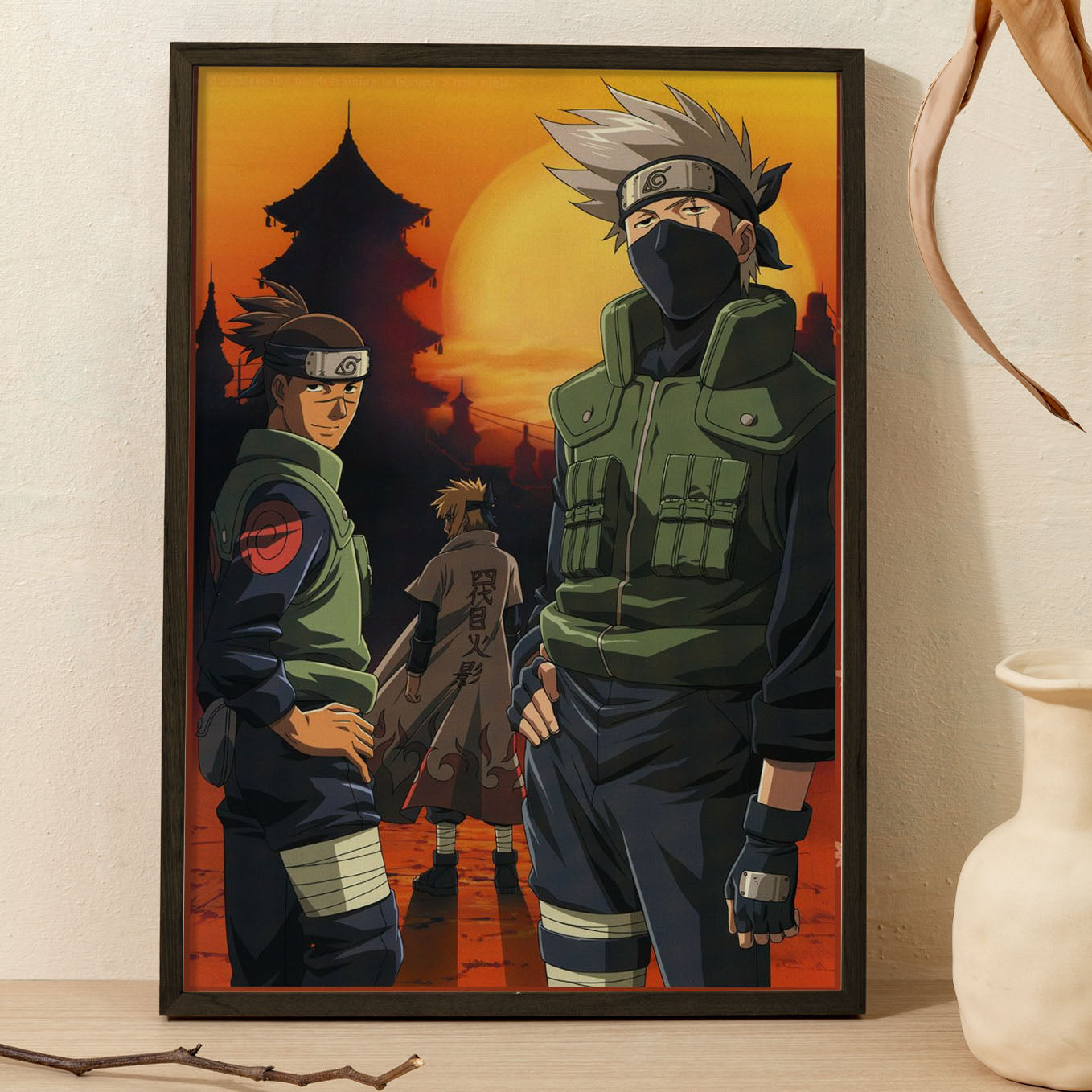 Naruto 4 Hokage, Kakashi, Iruka Poster framed 13x19-Inch - SoulAbiti