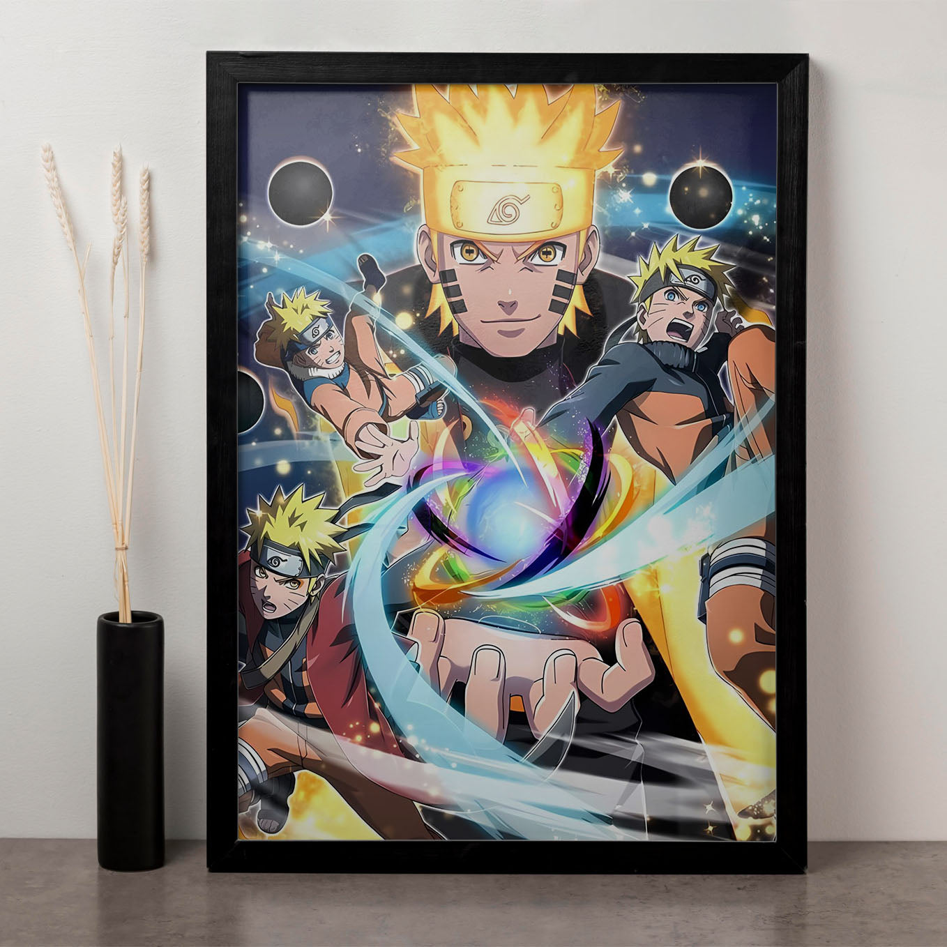 Naruto All 6 Forms Poster art framed 13x19-Inch - SoulAbiti