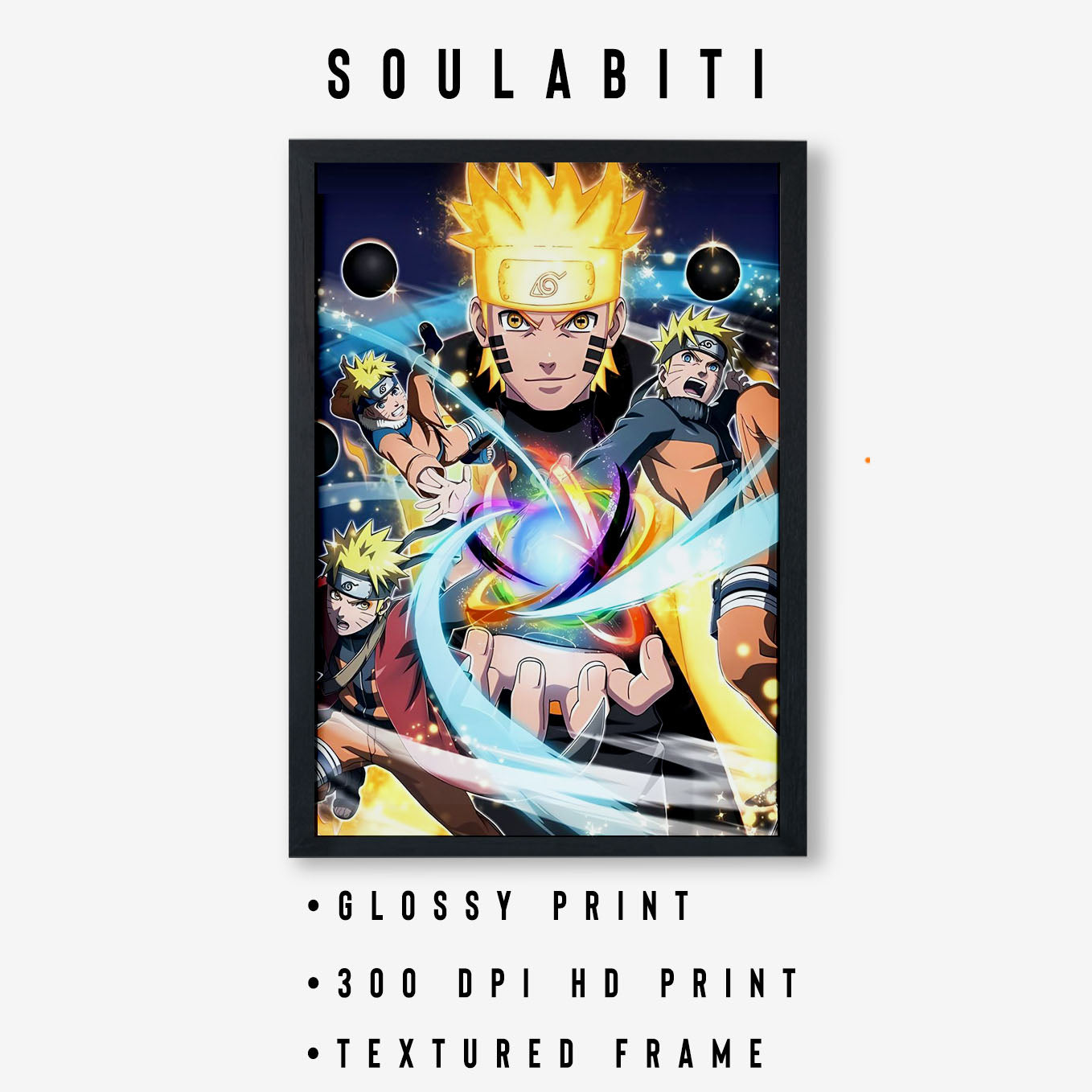 Naruto All 6 Forms Poster art framed 13x19-Inch - SoulAbiti