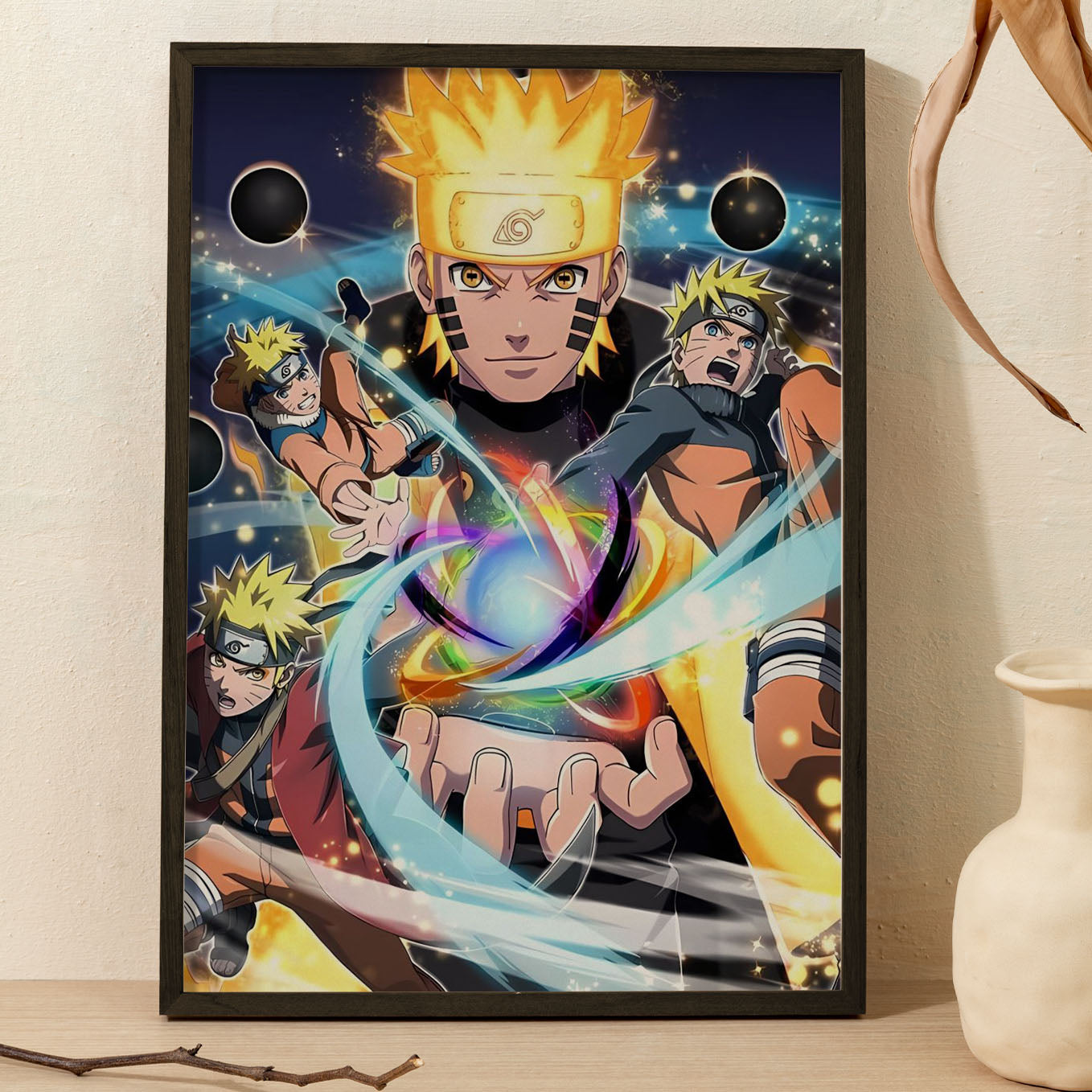 Naruto All 6 Forms Poster art framed 13x19-Inch - SoulAbiti