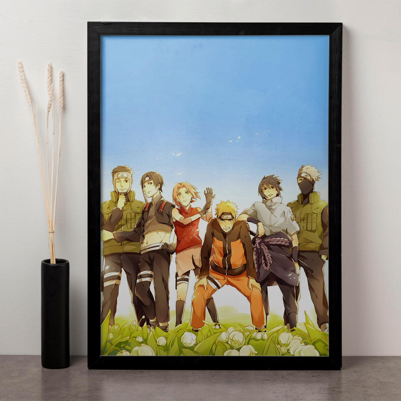 Naruto All Team 7 Poster art framed 13x19-Inch - SoulAbiti