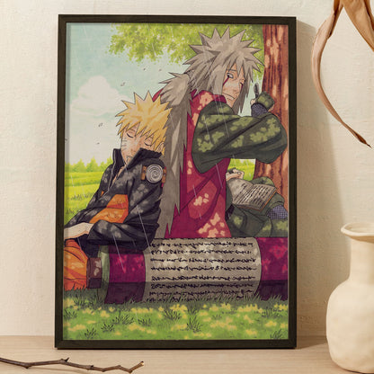 Naruto and Jiraiya Adventure Poster art framed 13x19-Inch - SoulAbiti