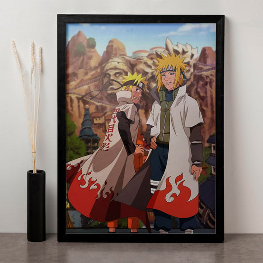 Naruto & Minato Hokage Poster art framed 13x19-Inch - SoulAbiti