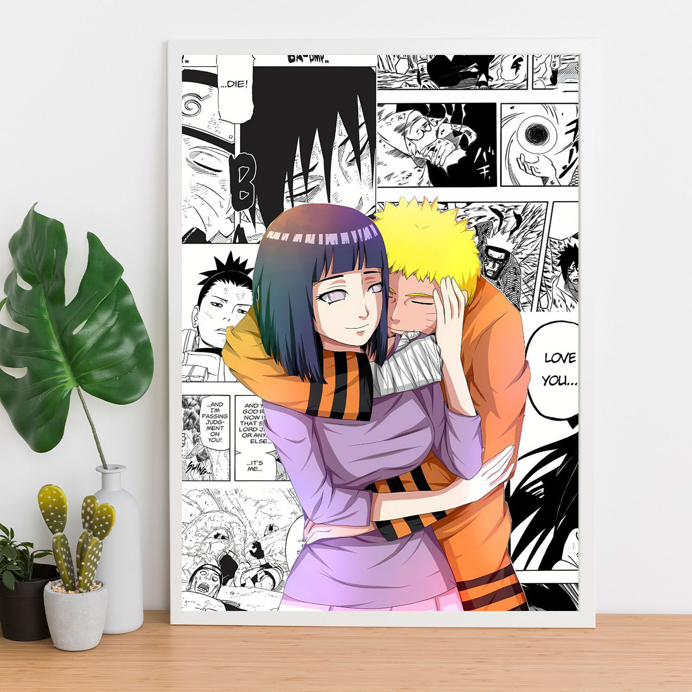 Naruto Hugging Hinata Poster framed 13x19-Inch - SoulAbiti