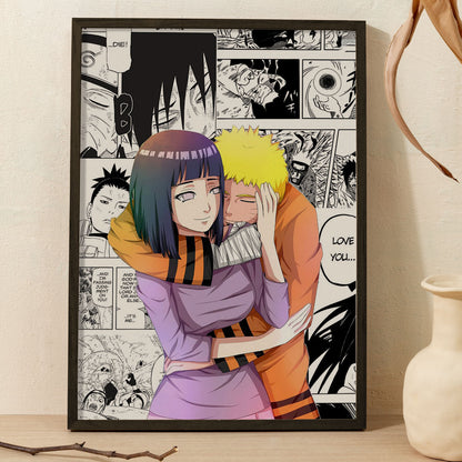 Naruto Hugging Hinata Poster framed 13x19-Inch - SoulAbiti