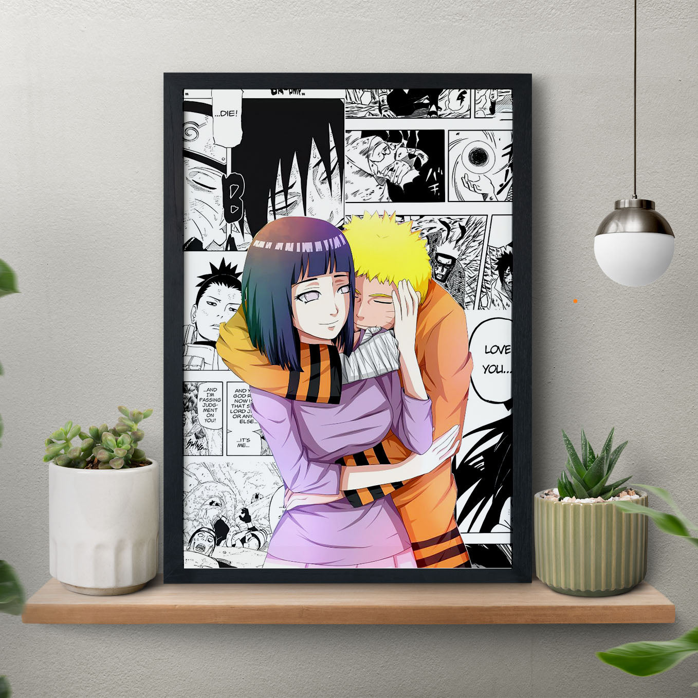 Naruto Hugging Hinata Poster framed 13x19-Inch - SoulAbiti