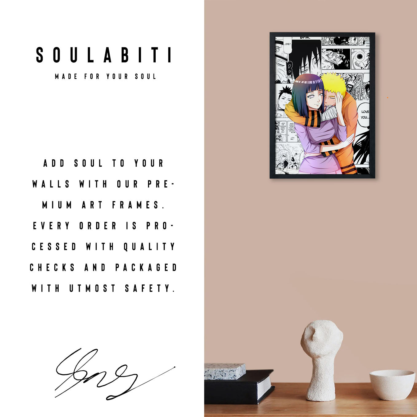 Naruto Hugging Hinata Poster framed 13x19-Inch - SoulAbiti