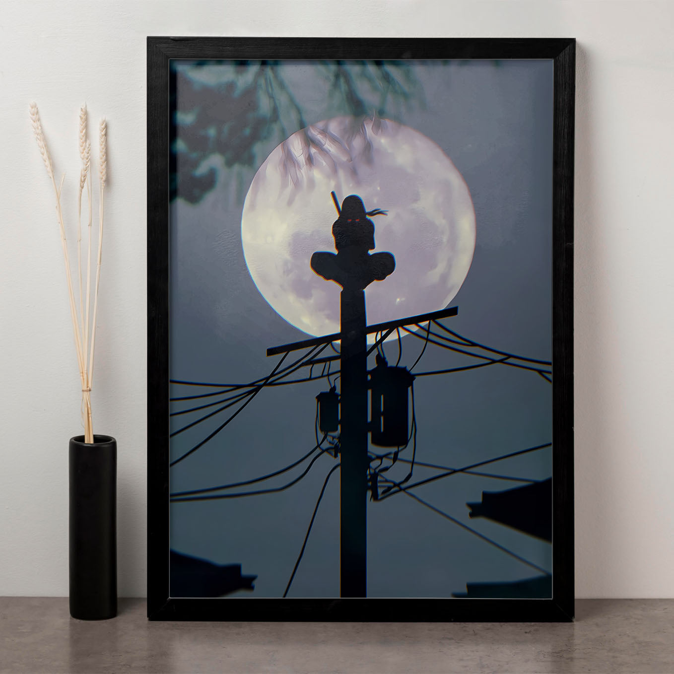 Naruto Itachi Moonlight Poster art framed 13x19-Inch - SoulAbiti