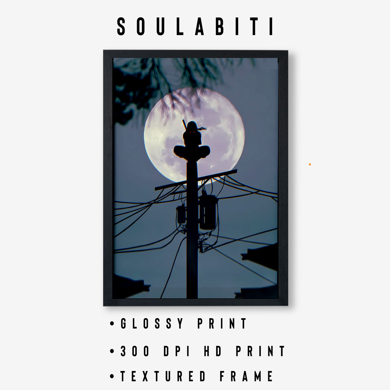 Naruto Itachi Moonlight Poster art framed 13x19-Inch - SoulAbiti