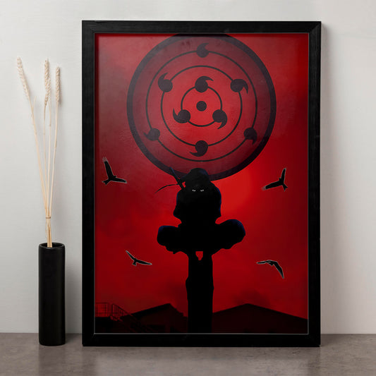 Naruto Itachi Triple Tomoe Sharingan Poster art framed 13x19-Inch - SoulAbiti