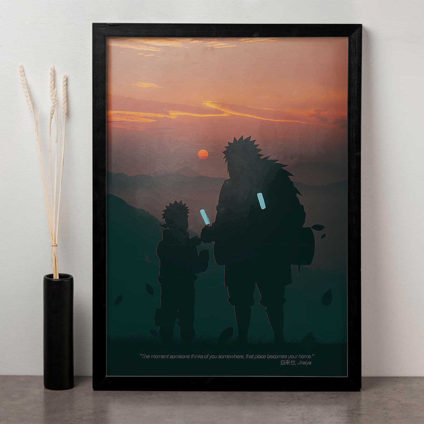 Naruto Jiraiya and Naruto Ice Cream Iconic Scene Poster art framed 13x19-Inch - SoulAbiti