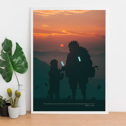 Naruto Jiraiya and Naruto Ice Cream Iconic Scene Poster art framed 13x19-Inch - SoulAbiti