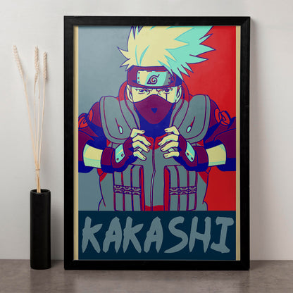 Naruto Kakashi Hatake Poster art framed 13x19-Inch - SoulAbiti