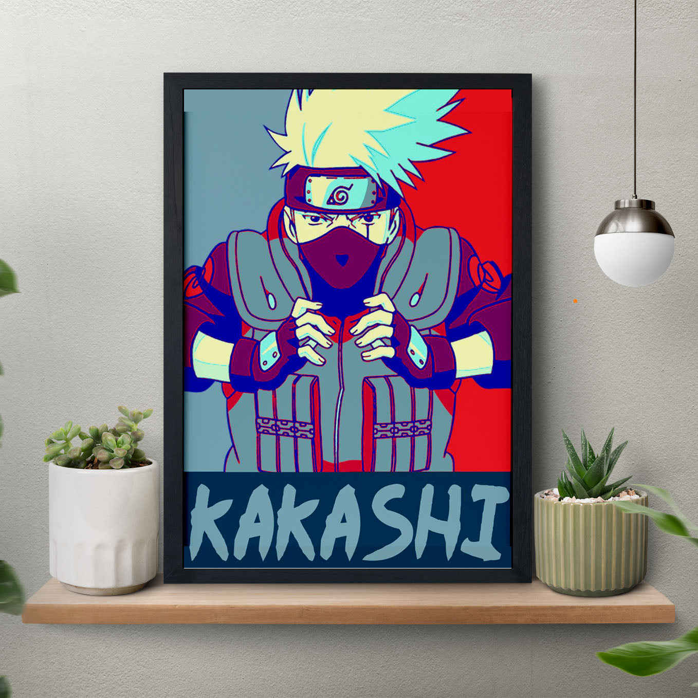 Naruto Kakashi Hatake Poster art framed 13x19-Inch - SoulAbiti