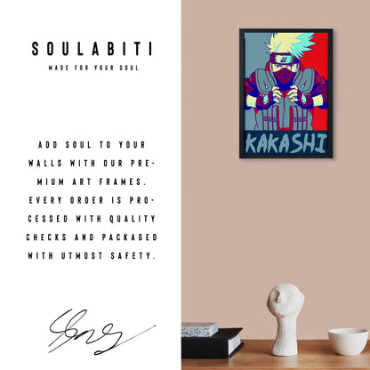 Naruto Kakashi Hatake Poster art framed 13x19-Inch - SoulAbiti