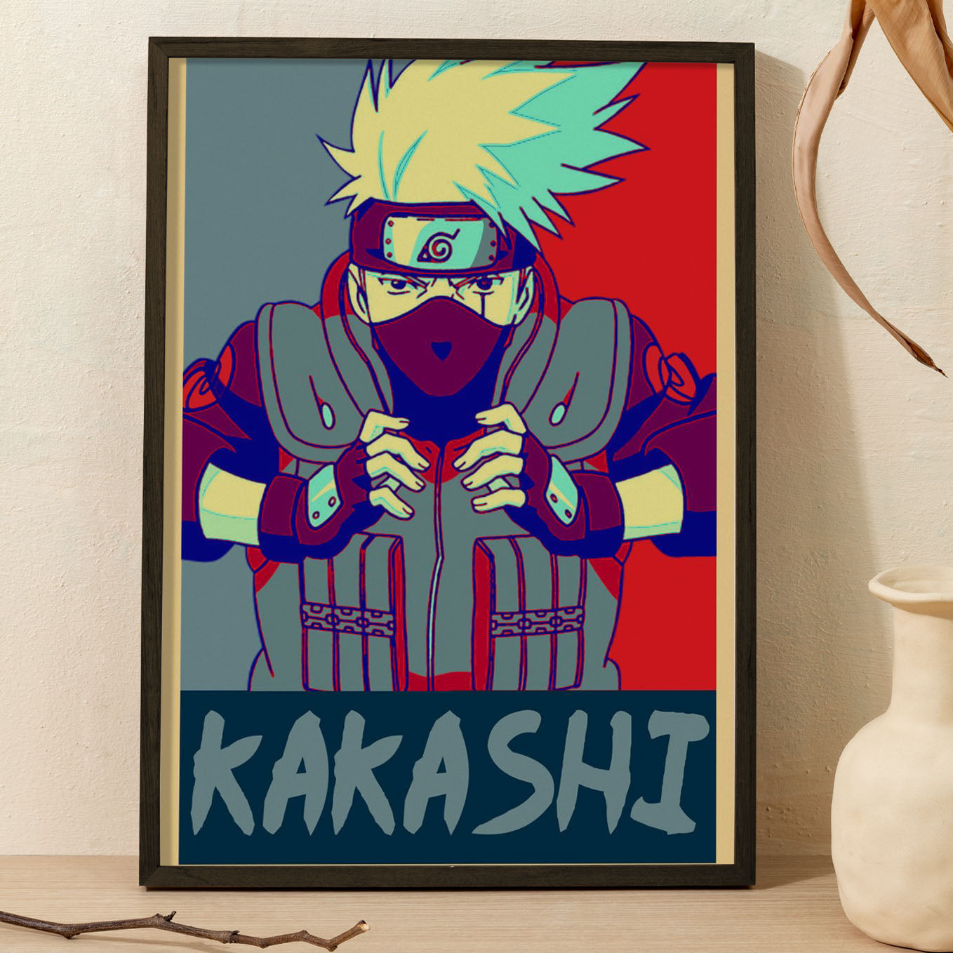 Naruto Kakashi Hatake Poster art framed 13x19-Inch - SoulAbiti