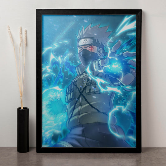 Naruto kakashi lightning blade Poster art framed 13x19-Inch - SoulAbiti