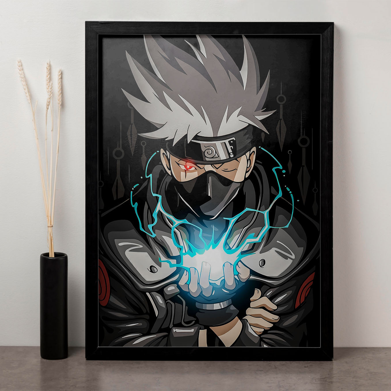 Naruto Kakashi Lightning Blade Poster art framed 13x19-Inch - SoulAbiti