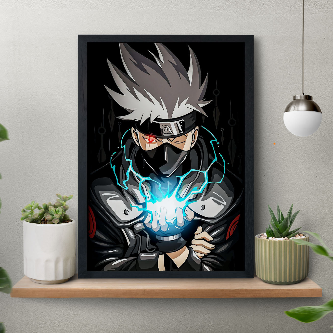 Naruto Kakashi Lightning Blade Poster art framed 13x19-Inch - SoulAbiti