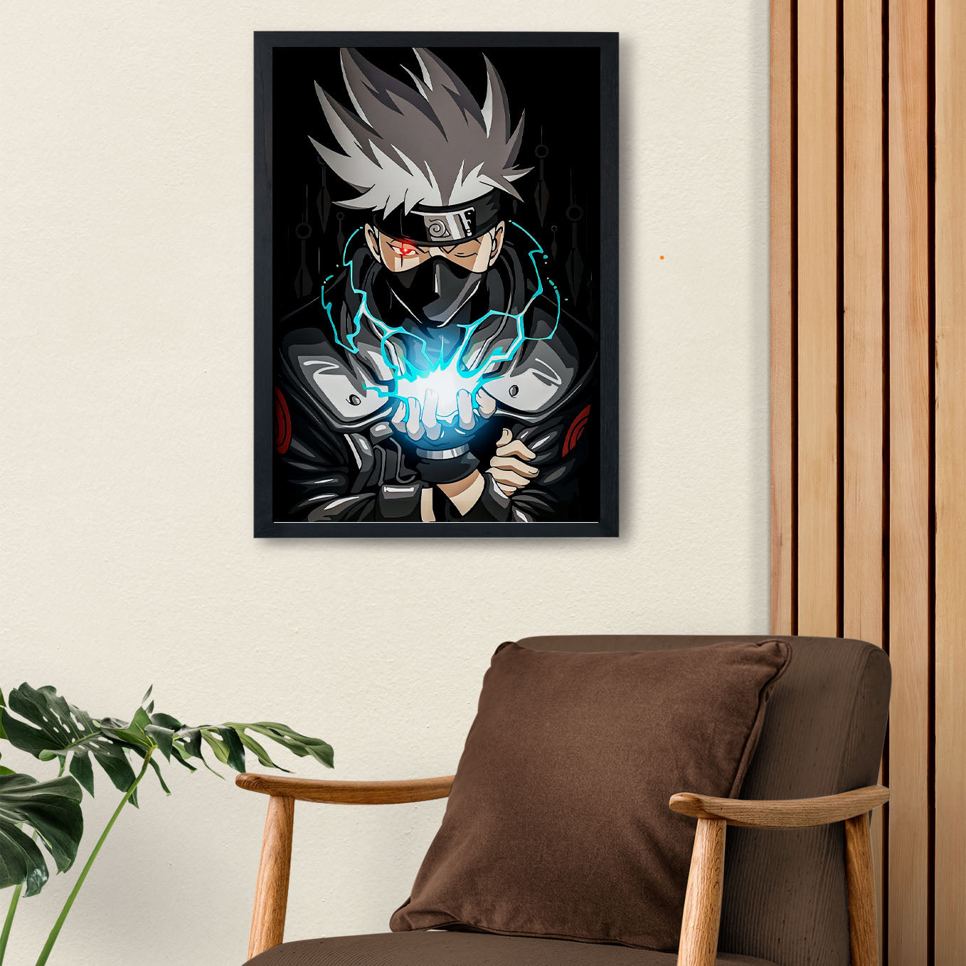 Naruto Kakashi Lightning Blade Poster art framed 13x19-Inch - SoulAbiti