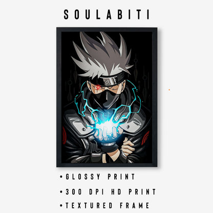 Naruto Kakashi Lightning Blade Poster art framed 13x19-Inch - SoulAbiti