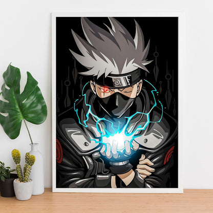 Naruto Kakashi Lightning Blade Poster art framed 13x19-Inch - SoulAbiti