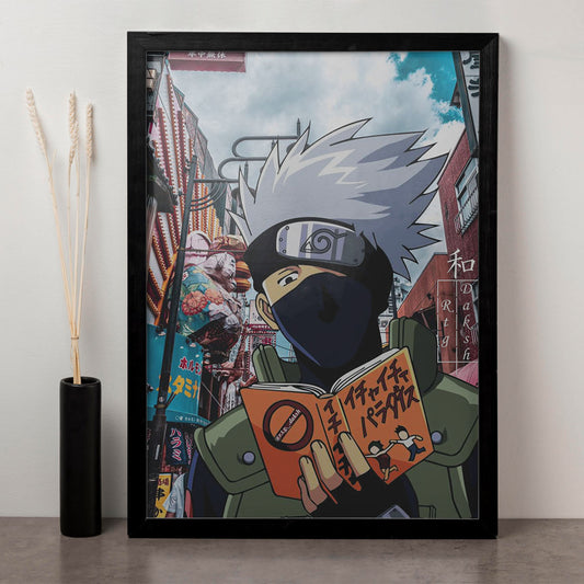 Naruto Kakashi Poster art framed 13x19-Inch - SoulAbiti