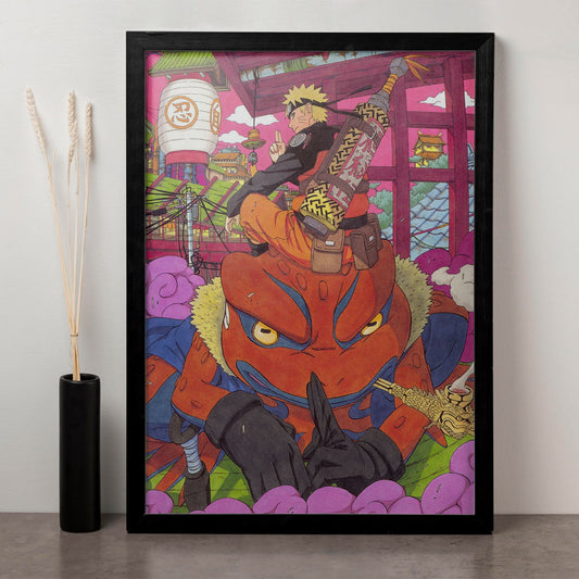 Naruto Sage Mode With Gamakichi Poster art framed 13x19-Inch - SoulAbiti