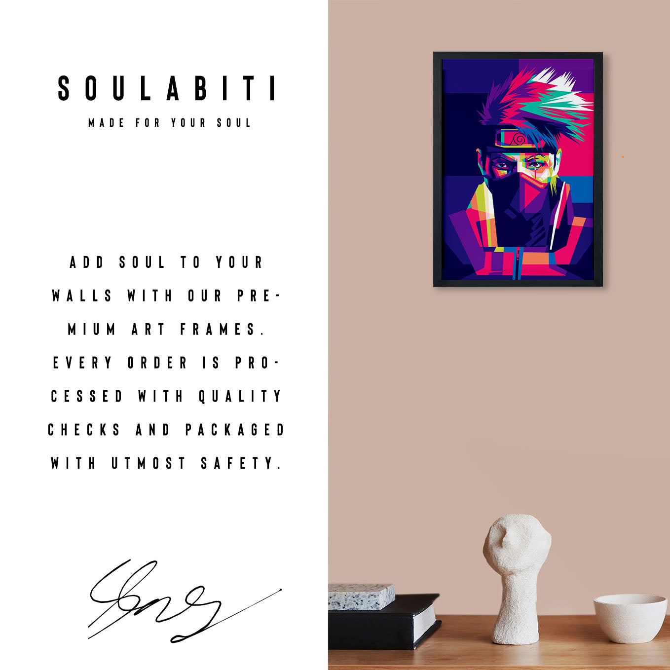 Naruto Shippuden Kakashi Poster art framed 13x19-Inch - SoulAbiti