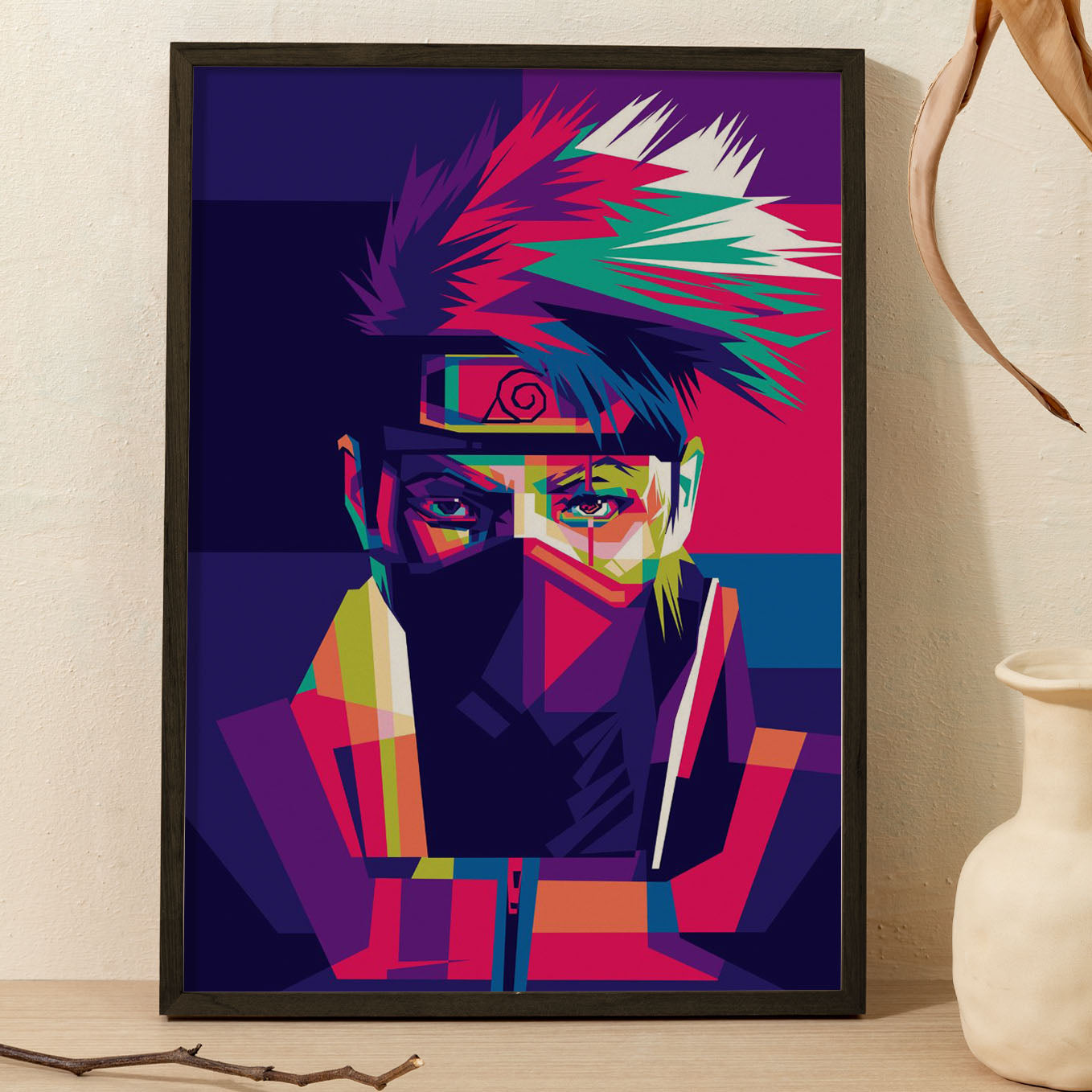 Naruto Shippuden Kakashi Poster art framed 13x19-Inch - SoulAbiti