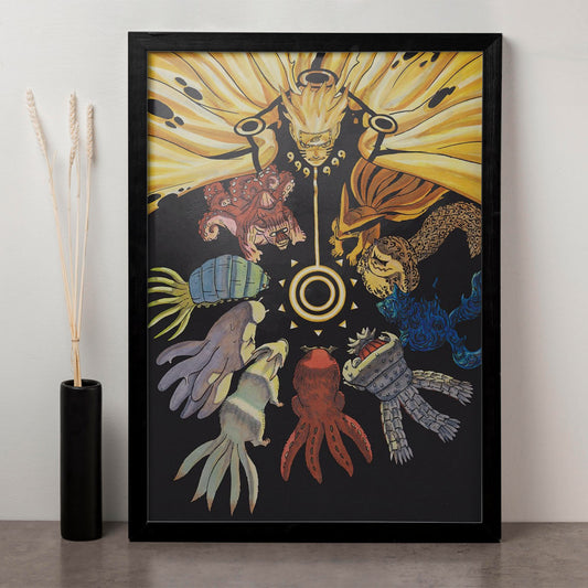 Naruto Tailed Beasts Poster framed 13x19-Inch - SoulAbiti