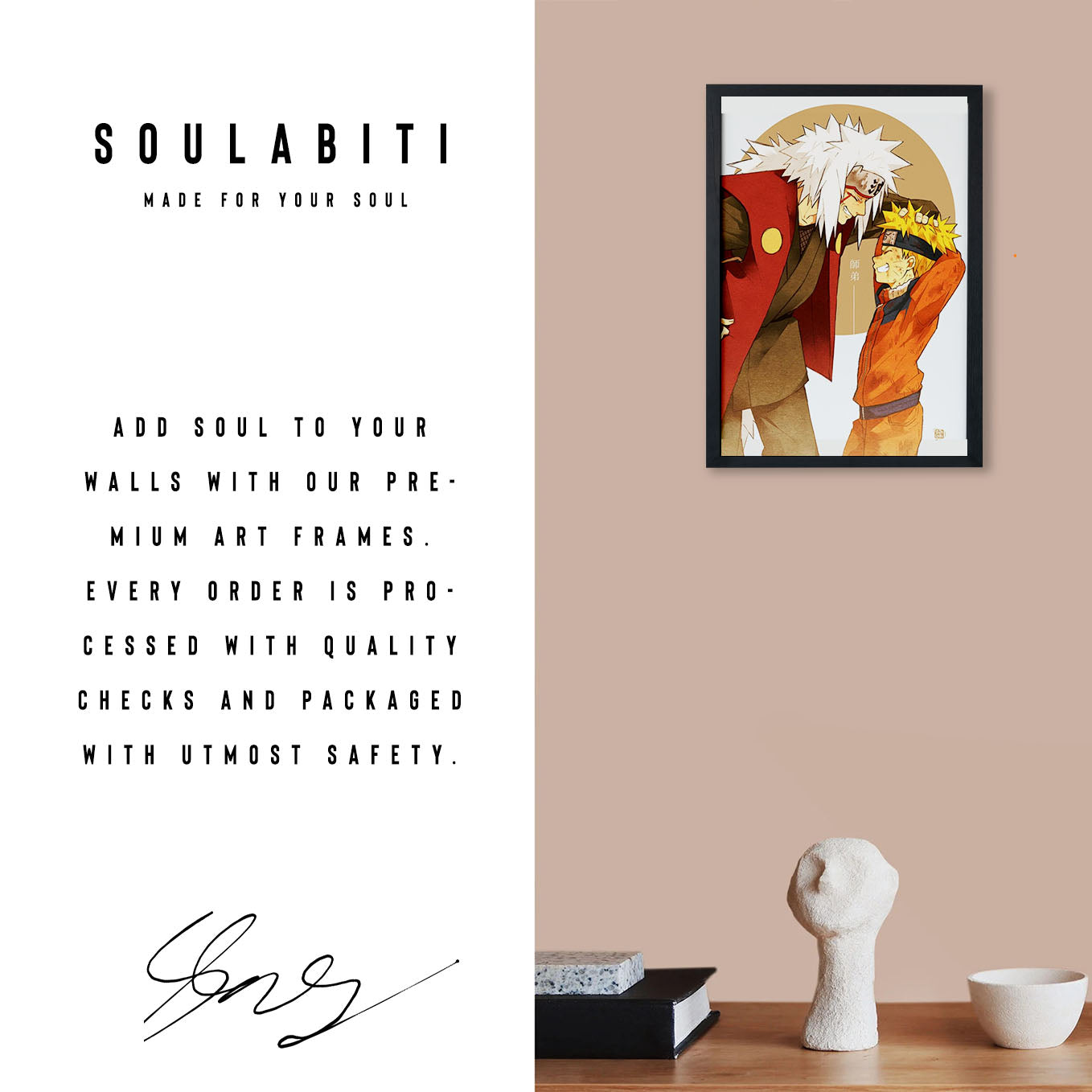 Naruto Teacher Jiraiya Poster framed 13x19-Inch - SoulAbiti