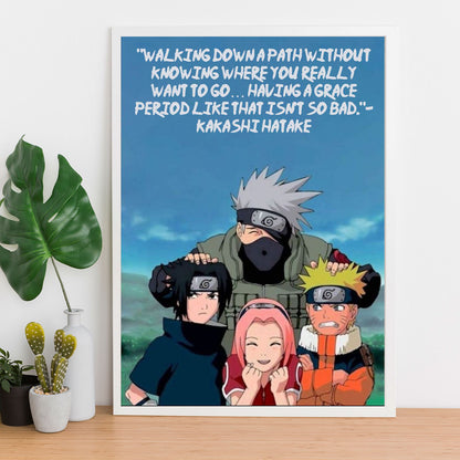 Naruto Team 7 Motivation Quote Poster framed 13x19-Inch - SoulAbiti