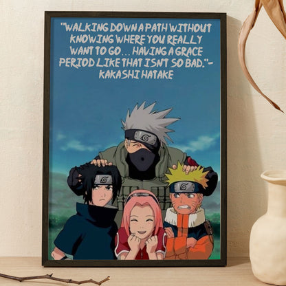 Naruto Team 7 Motivation Quote Poster framed 13x19-Inch - SoulAbiti