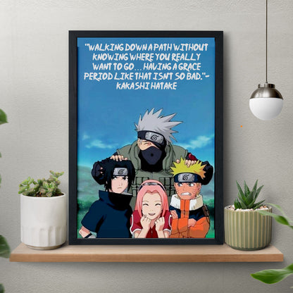 Naruto Team 7 Motivation Quote Poster framed 13x19-Inch - SoulAbiti