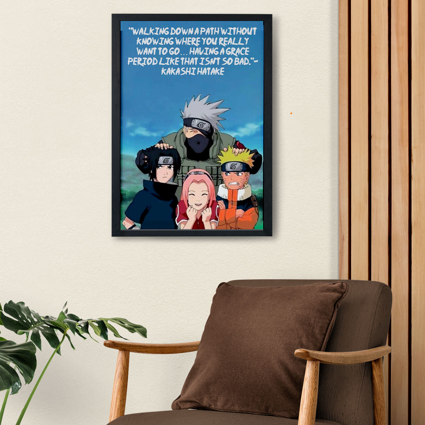 Naruto Team 7 Motivation Quote Poster framed 13x19-Inch - SoulAbiti