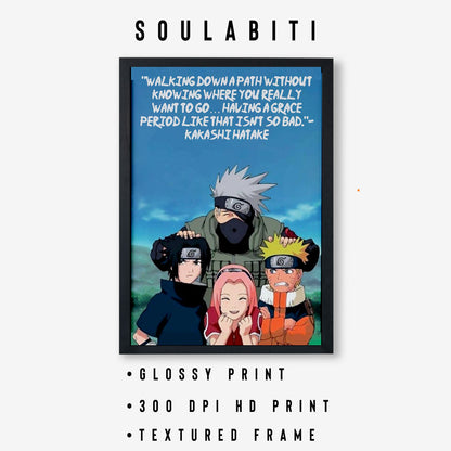 Naruto Team 7 Motivation Quote Poster framed 13x19-Inch - SoulAbiti