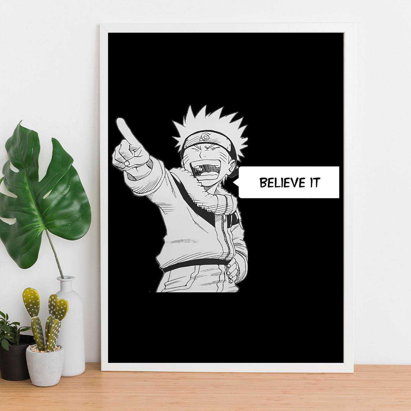 SoulAbiti Naruto Belive It Poster art framed (13x19-Inch, Plexi-Glass, Textured Frame) Framed Wall Decor, Ideal gift for Shippuden fans - SoulAbiti