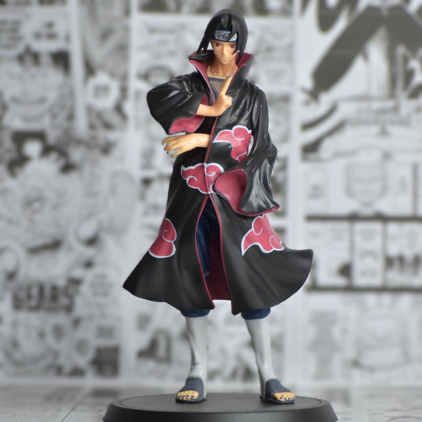 SoulAbiti Naruto Itachi Uchiha Akatsuki Action Figure (21.5 cm) with Round Base in Jutsu Pose - Perfect for Fans of the Popular Anime Series Naruto Multicolor - SoulAbiti