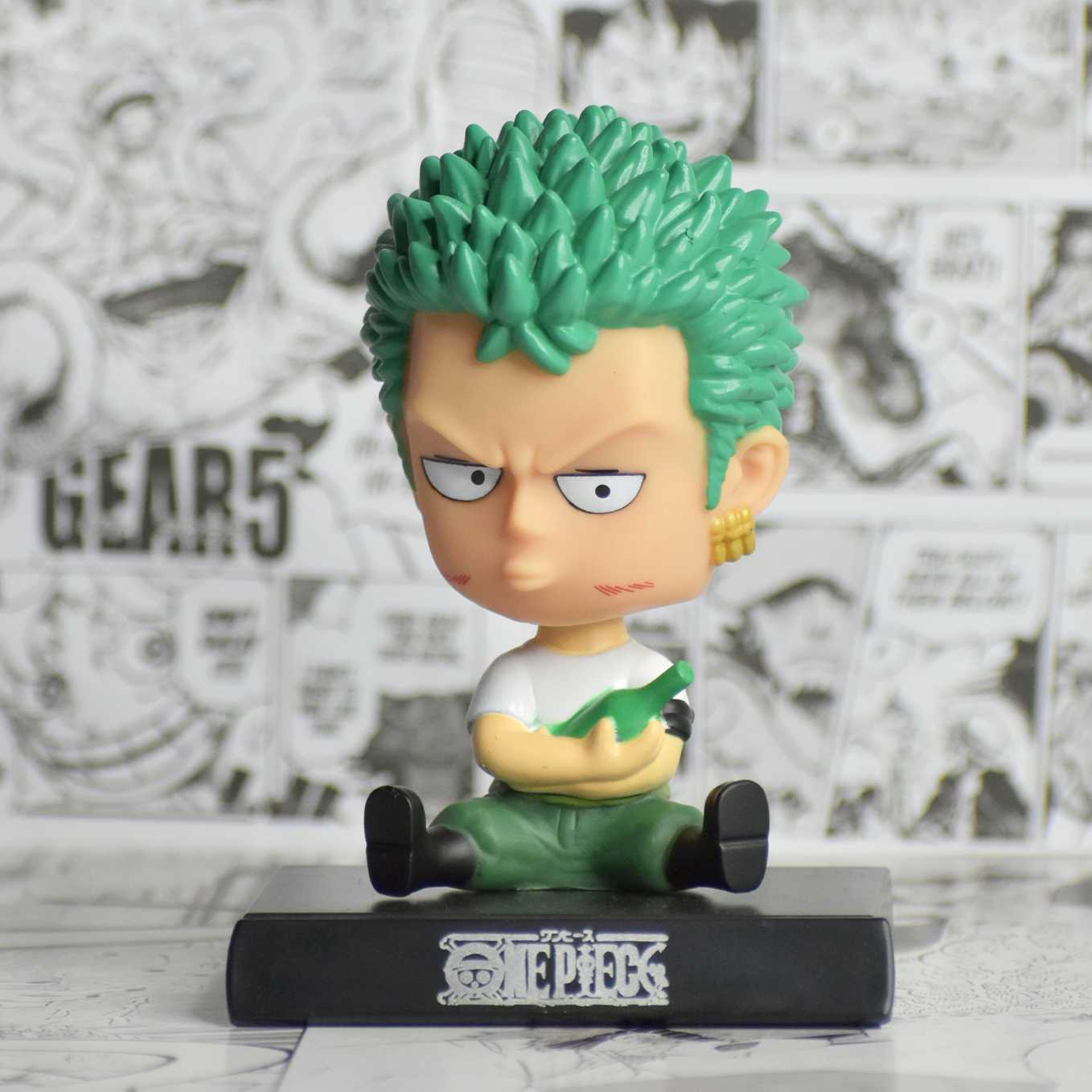 SoulAbiti One Piece bobblehead Roronoa Zoro of Straw hat Pirates (Mobile Holder, Car Dashboard décor, Table décor) - SoulAbiti