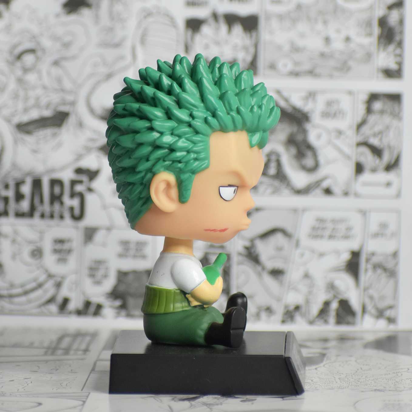 SoulAbiti One Piece bobblehead Roronoa Zoro of Straw hat Pirates (Mobile Holder, Car Dashboard décor, Table décor) - SoulAbiti