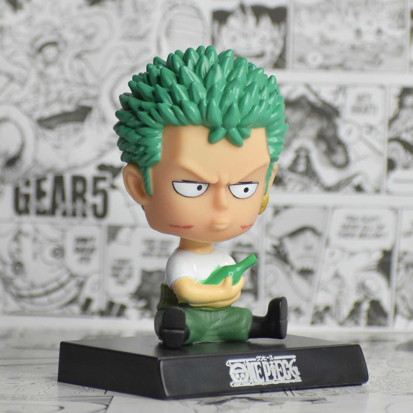 SoulAbiti One Piece bobblehead Roronoa Zoro of Straw hat Pirates (Mobile Holder, Car Dashboard décor, Table décor) - SoulAbiti