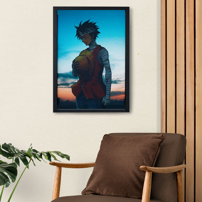 SoulAbiti One Piece Monkey D. Luffy paying respect after Ace's death Poster Art Framed (12x18-Inch, Plexi-Glass, Textured Frame) Framed Wall Décor, Ideal gift for Straw hat pirate fans - SoulAbiti