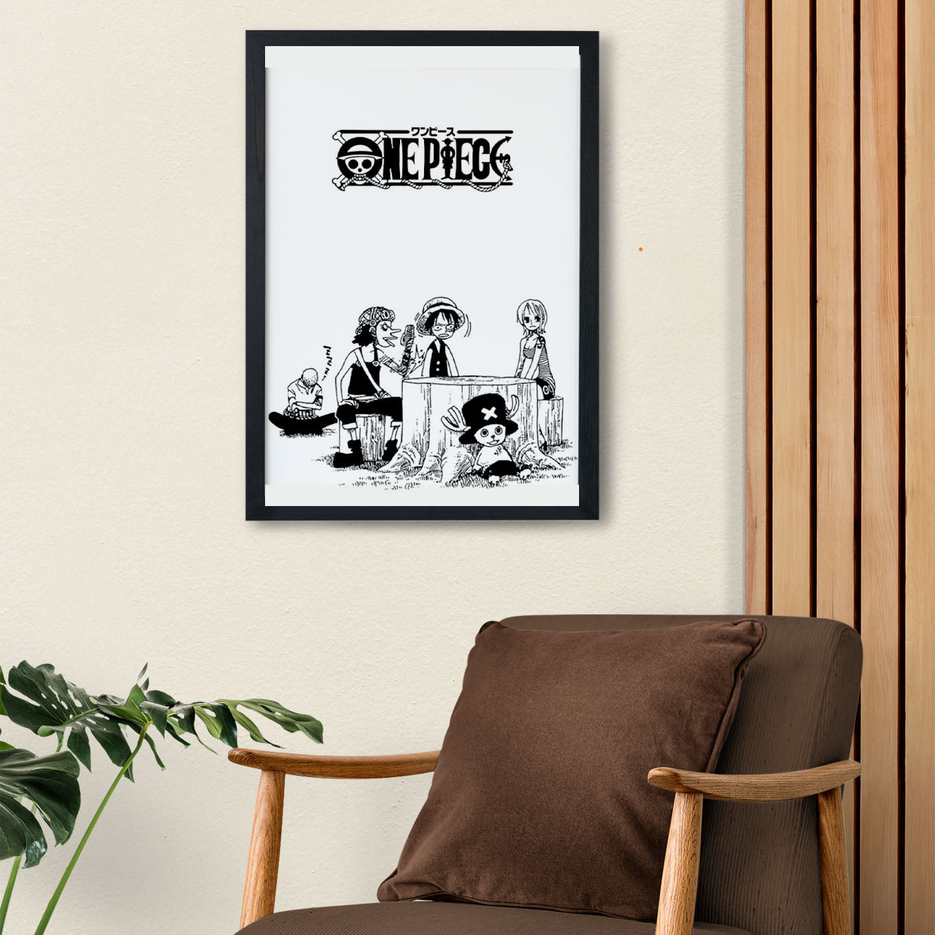 SoulAbiti One Piece Straw hat pirates Poster Art Framed (12x18-Inch, Plexi-Glass, Textured Frame) Framed Wall Décor, Ideal gift for Luffy, Zoro, Chopper and Usopp fans - SoulAbiti