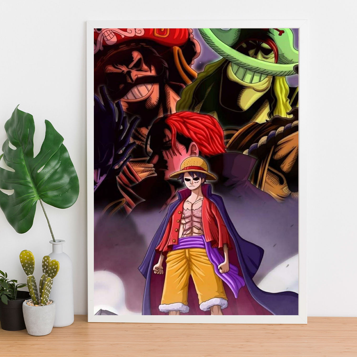 SoulAbiti One Piece The Pirate king Poster Art Framed (13x19-Inch, Plexi-Glass, Textured Frame) Framed Wall Décor, Ideal gift for Straw hat pirate fans - SoulAbiti