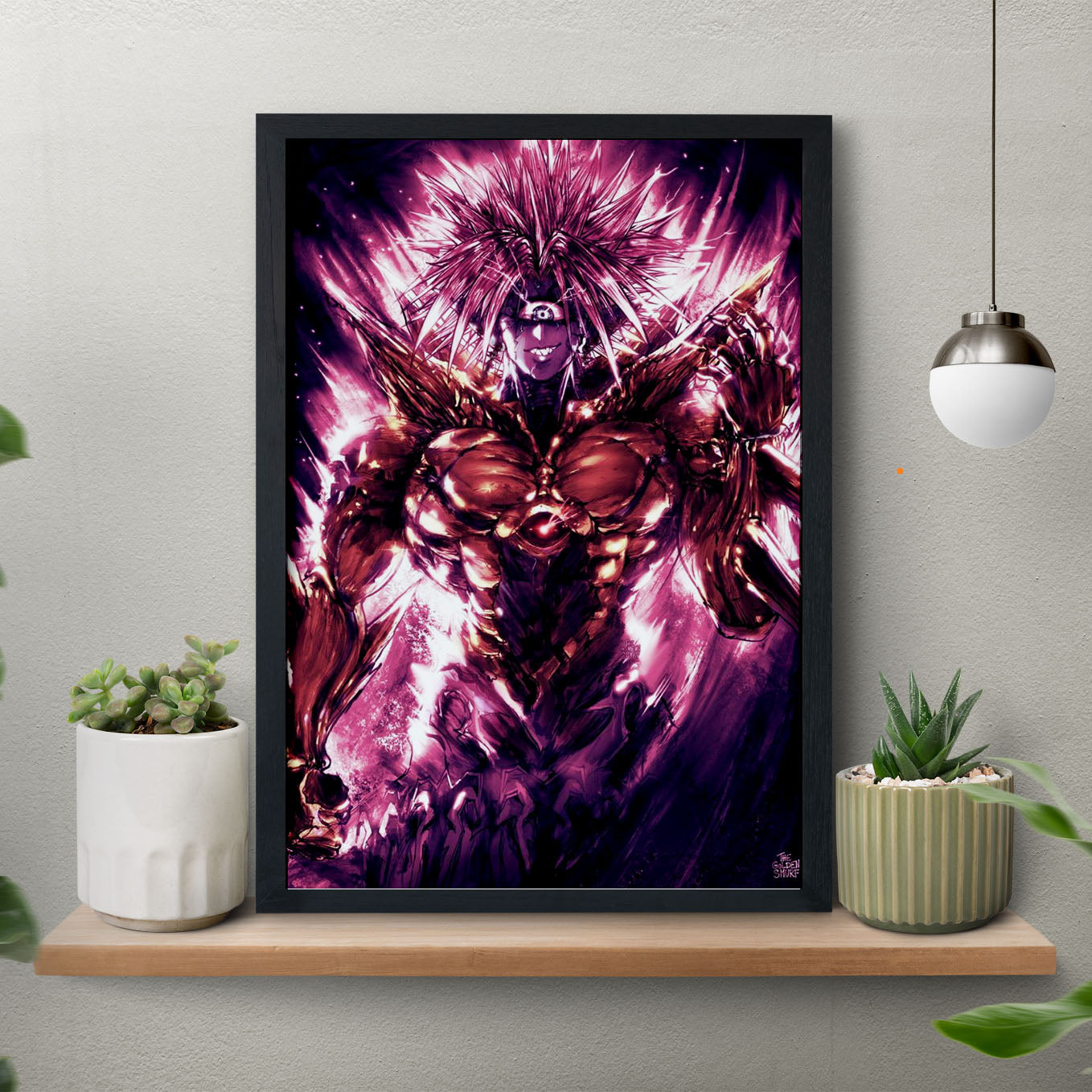 SoulAbiti One Punch Man strongest being Boros Poster Art Framed (12x18-Inch, Plexi-Glass, Textured Frame) Framed Wall Décor, Ideal gift for anime fans - SoulAbiti